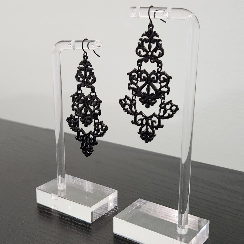 Black Filigree Chandelier Earrings